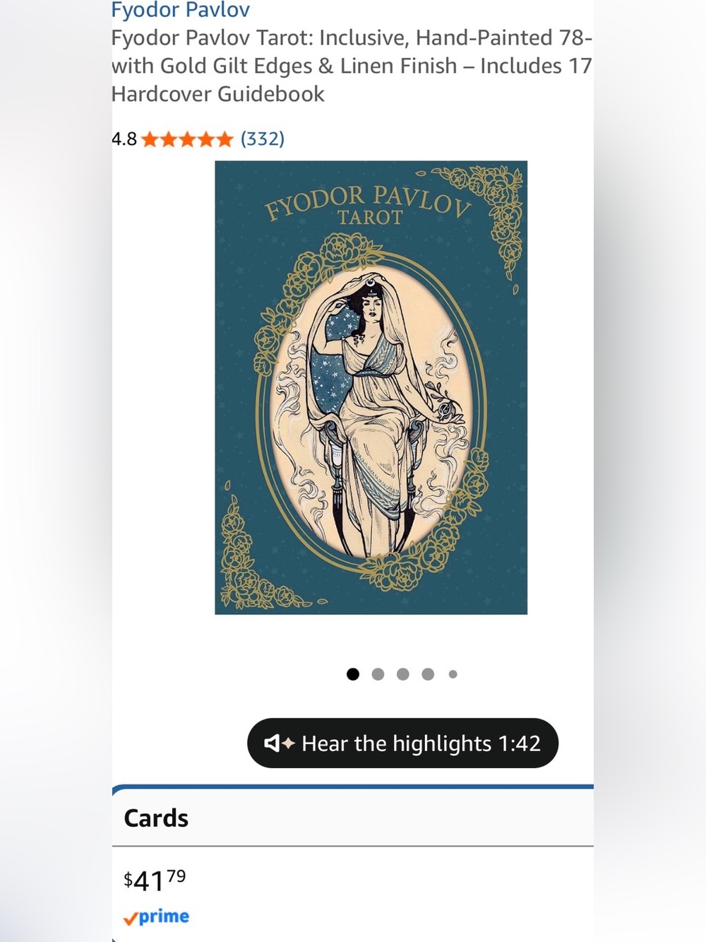 Fyodor Pavlov Tarot Deck — Teal & Cream Illustrated Box